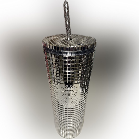 NWT | Starbucks Metallic Silver Grid Venti cup | 24oz - Picture 1 of 4